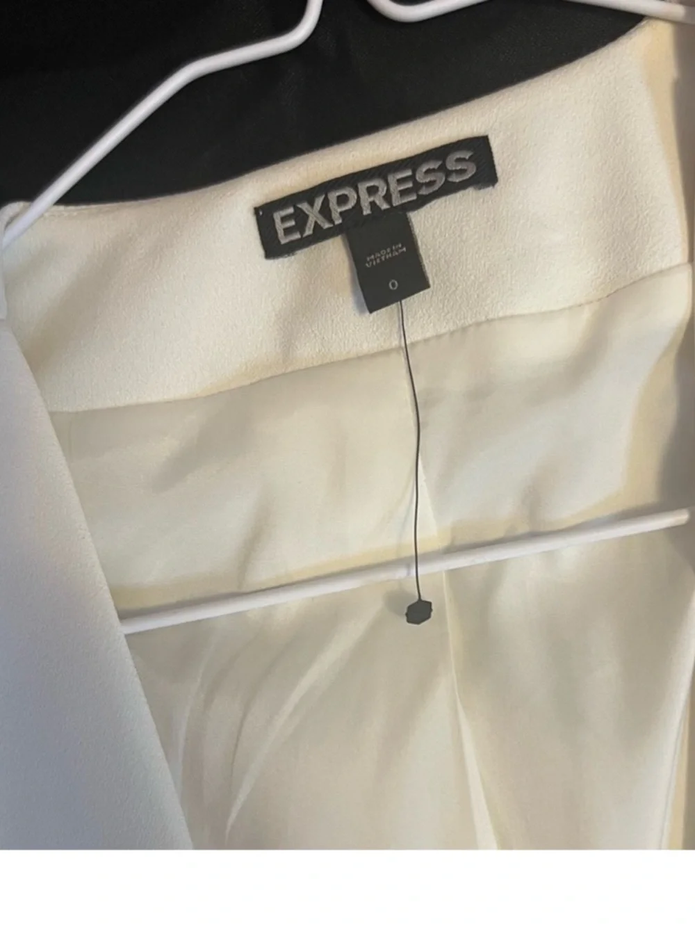 Express Women's White Open Front Draped Blazer - Picture 3 of 5